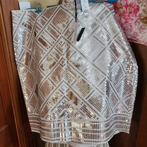 WHBM Stunning Gold Beaded & Sequined Skirt.NWT. SZ 12.